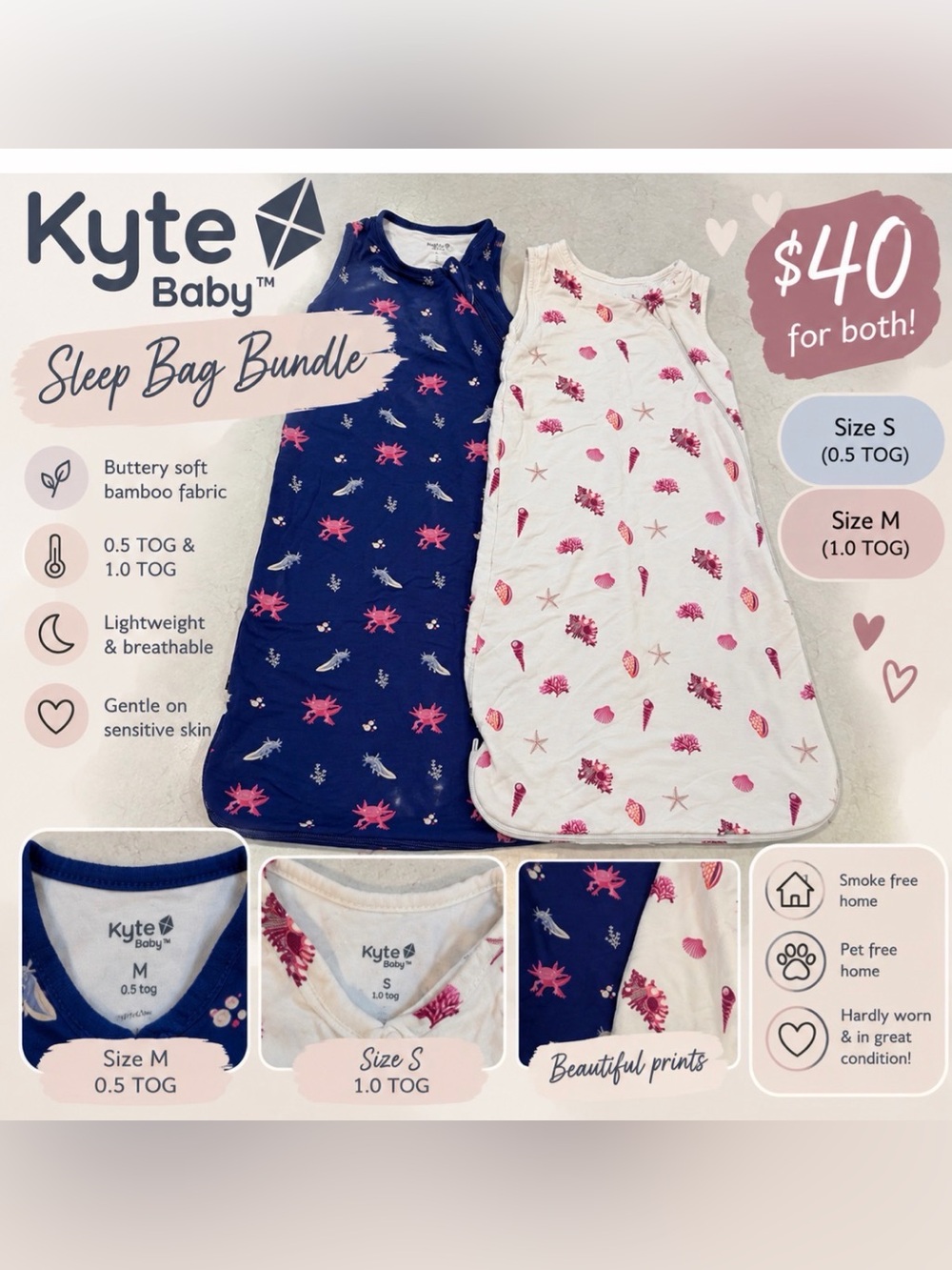 Kyte Baby Sleep Bag Bundle – Size S & M | $40